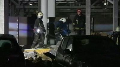 Emergency services at Riga roof collapse