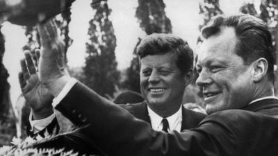 President John F Kennedy with German Mayor of West Berlin Willy Brandt - 1963