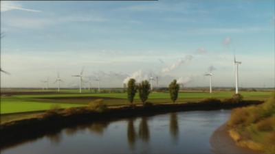 Wind turbines dotting the landscape