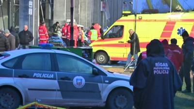 Scene of collapse in Riga