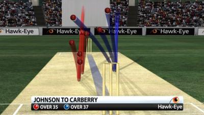 Hawk-Eye analysis of Mitchell Johnson bowling to Michael Carberry