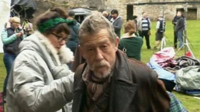 John Hurt on set for filming of the 50th anniversary episode of Doctor Who