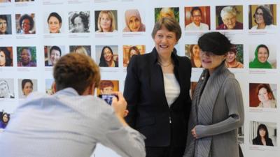 UNDP head Helen Clark is photographed with artist Aowen Jin