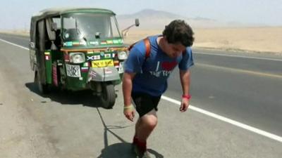 Richard Sears pulling tuk tuk