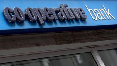 Signage on front of a Co-operative Bank branch