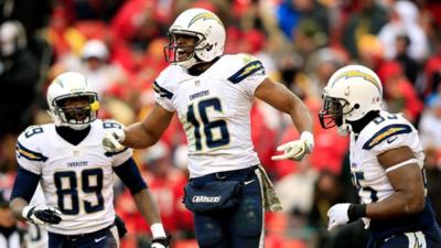 Seyi Ajirotutu celebrates catching game winning touchdown.