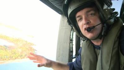 Jonah Fisher in helicopter