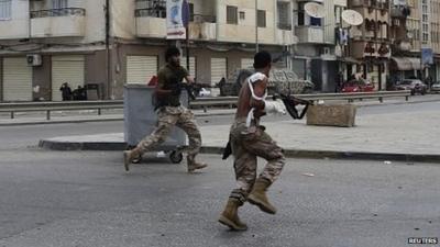 Libyan army soldier on streets of Benghazi