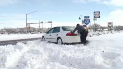 Car stuck in snow