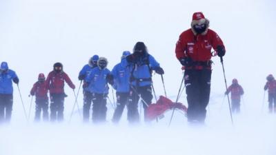 Prince Harry and the team trekking