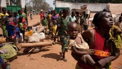 Internally displaced people at camp in Bossangoa