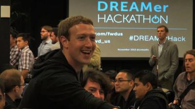 Mark Zuckerberg at a 'hackathon' for undocumented immigrant students