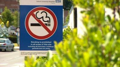 No-smoking sign in hospital grounds