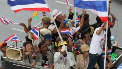 Anti-government protestors in Bangkok, Thailand