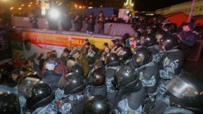 Police in Kiev on 30 November