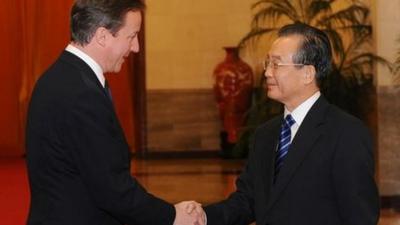 Prime Minister David Cameron and former Chinese Premier Wen Jiabao