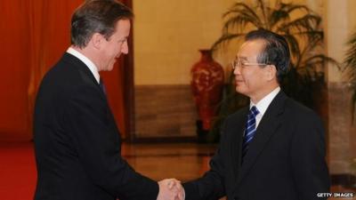 Prime Minister David Cameron and former Chinese Premier Wen Jiabao