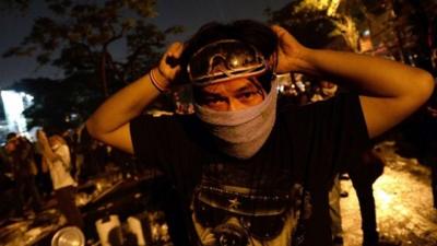 Anti-government protester in Bangkok