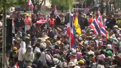 Protesters at the police HQ