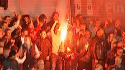 A flare at a football match