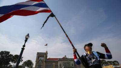 Protester with flag in Thailand