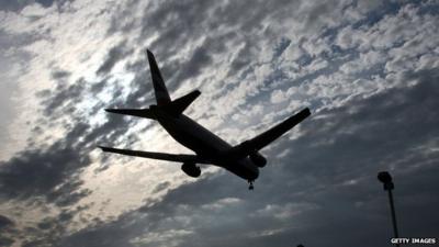 Plane landing at Heathrow