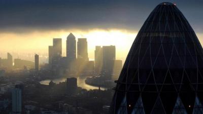 The Gherkin and Canary Wharf