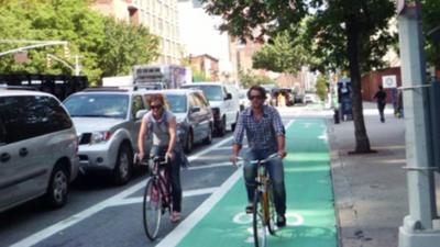 Buffered bike lane in New York