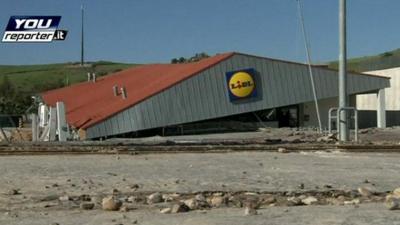 A supermarket sinks into the ground in the town of Montescaglioso