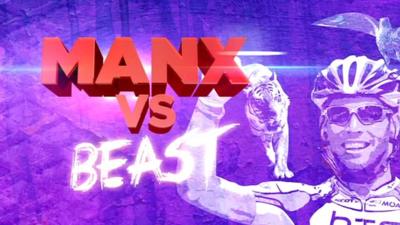 Image with Mark Cavendish with the words: Manx vs Beast