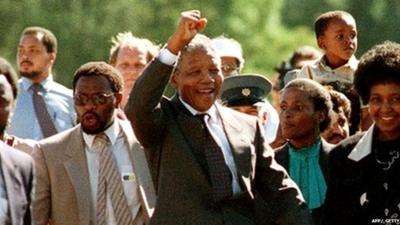 Nelson Mandela released from prison on 11 February 1990