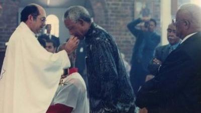 Father Robert Dennis with Nelson Mandela