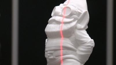 Object being created in a 3D printer