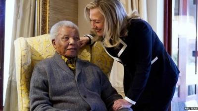 Nelson Mandela and Hillary Clinton