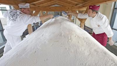 Giant stollen cake in Germany