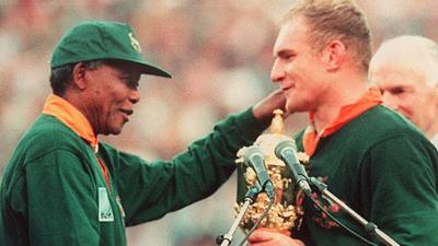 Nelson Mandela with Francois Pienaar