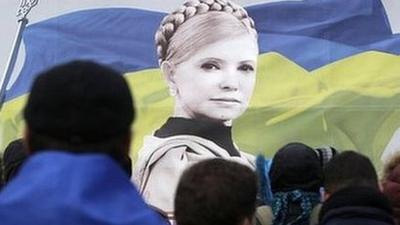 Protesters on the streets have carried portraits of jailed Yulia Tymoshenko