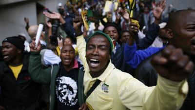 Crowds at the FNB Stadium in Johannesburg for Nelson Mandela's memorial service