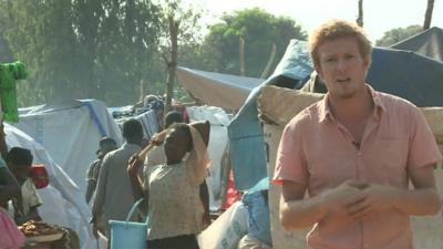 Residents of Bossangoa living in a makeshift camp in the playground of a school