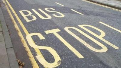 Bus stop road marking