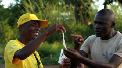 Female condom activist in Mozambique