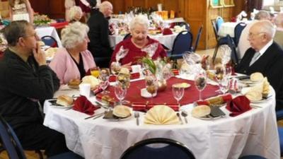 Pensioners at Christmas Lunch