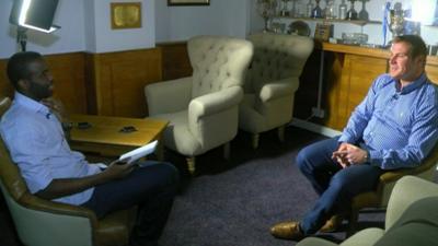 Fabrice Muamba interviews Bury manager David Flitcroft