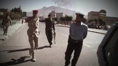 Soldiers and police in Yemen