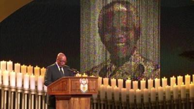 Jacob Zuma speaks at Nelson Mandela's funeral