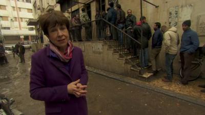 Lyse Doucet at bread line