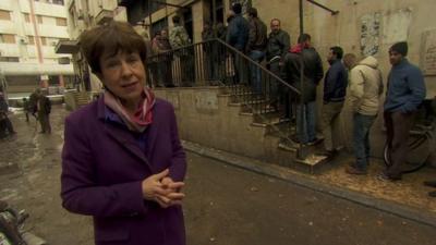 Lyse Doucet at bread line