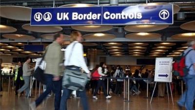 Passport control at Terminal 5, Heathrow airport