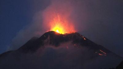 Mount Etna erupting