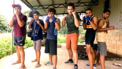 Mark Beaumont with Tonga's boxing hopefuls